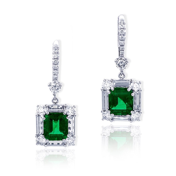 emerald cut emerald and round:baguette diamond drop earrings.jpg