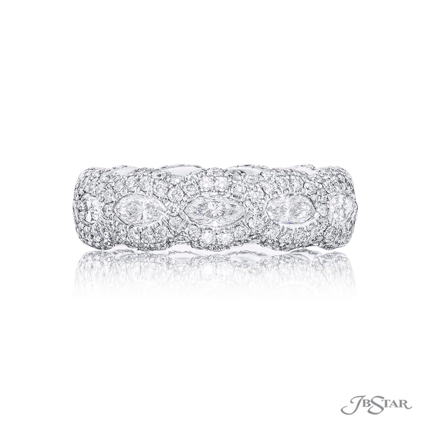 Diamond eternity band featuring 11 marquise diamonds edged in a micro pave design. 0780-004