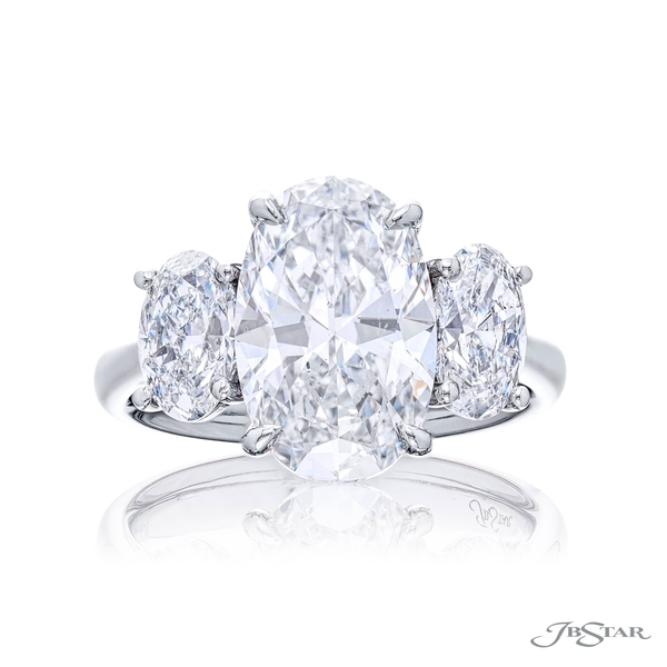 4.02 ct. GIA certified oval diamond center set between two oval diamonds. 4442-027