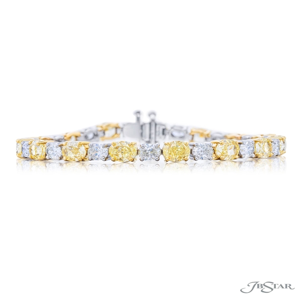 Diamond bracelet featuring oval-cut fancy yellow diamonds alternating between brilliant oval diamonds. 7513-001