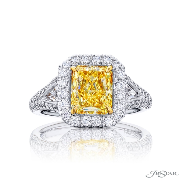 2.56 ct. GIA radiant-cut diamond center embraced by tapered baguettes in a micro pave setting. 5227-025