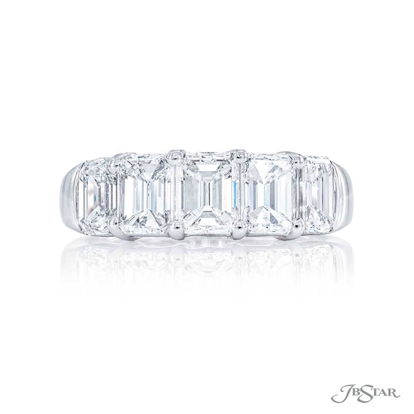 Wedding band featuring 5 emerald-cut diamonds weighing 2.87cttw in a shared prong setting.5449-002
