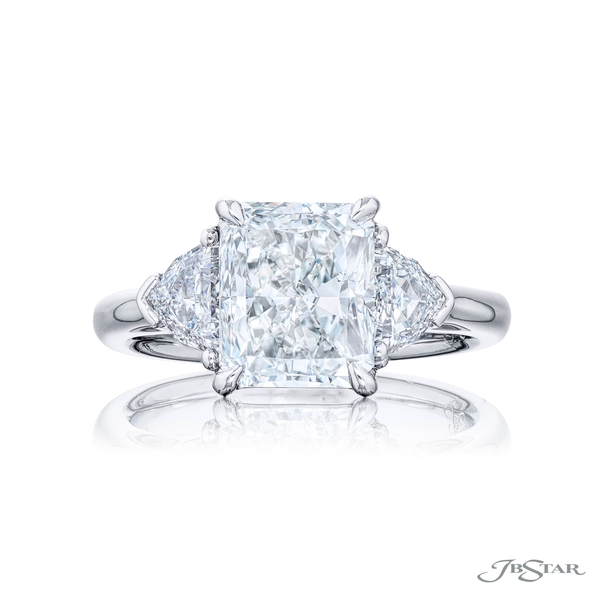2.71 ct. GIA certified radiant-cut diamond center set between 2 perfectly matched diamonds. 0283-047
