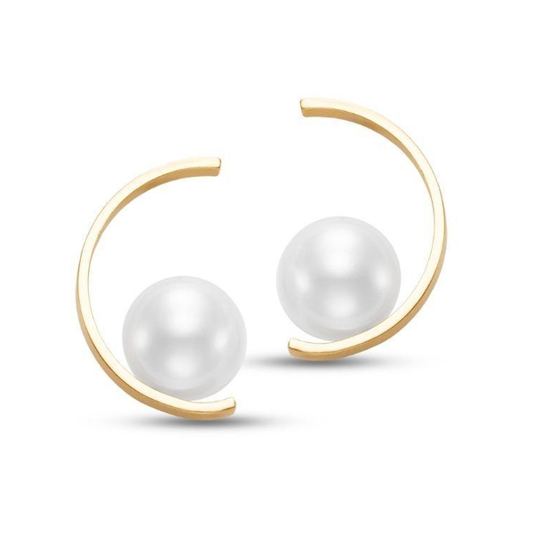 G21053E-1 14KT Yellow Gold 8-8.5MM Freshwater Pearl Earrings