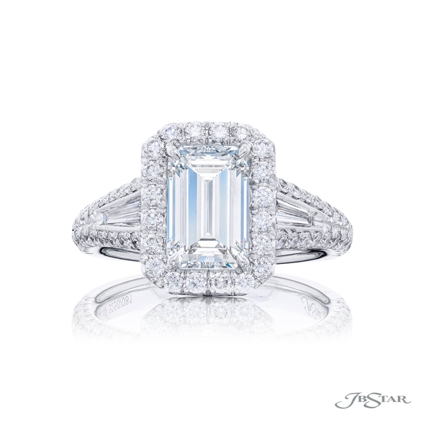 2.01 ct. emerald-cut diamond enhanced by tapered baguettes and set in a micro pave setting. 5250-081