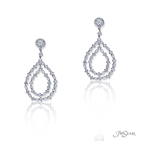 Diamond drop earrings in a gorgeous hoop design featuring marquise and round diamonds. 1952-001