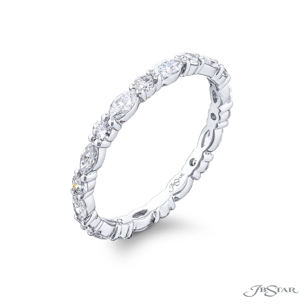 Diamond eternity band featuring marquise and round diamonds in a shared prong setting. 5892-004v2