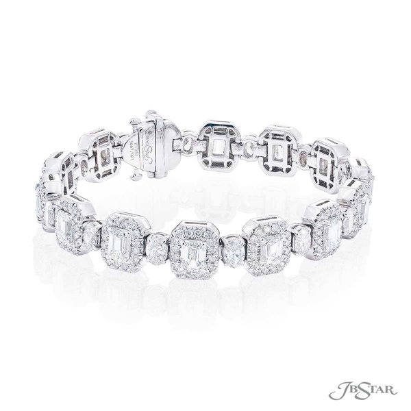 Diamond bracelet featuring emerald-cut and oval diamonds in a beautiful round diamond bezel setting 5667-001