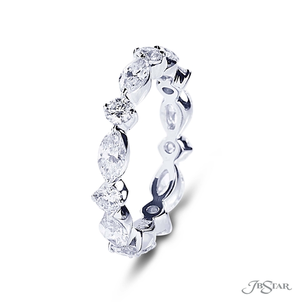 Diamond eternity band featuring marquise and round diamonds in a shared prong setting. 7220-004v2