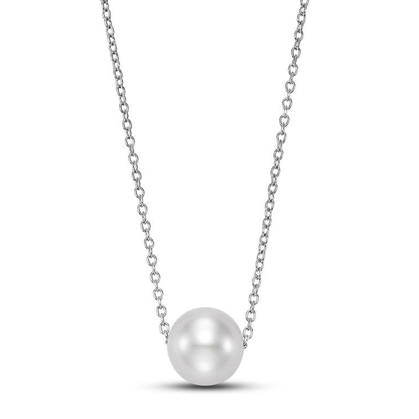 G20001NW.1 14KT White Gold 7.5-8MM White Freshwater Pearl Necklace, 18 Inches