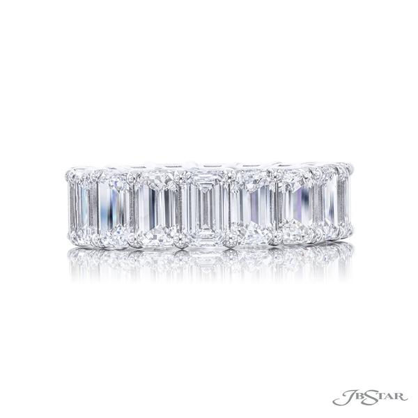 Eternity band featuring 18 emerald-cut diamonds in a shared prong setting.5108-005