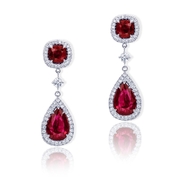 5.64 pear Burmese ruby and 2.45 cushion ruby and diamond earrings.jpg