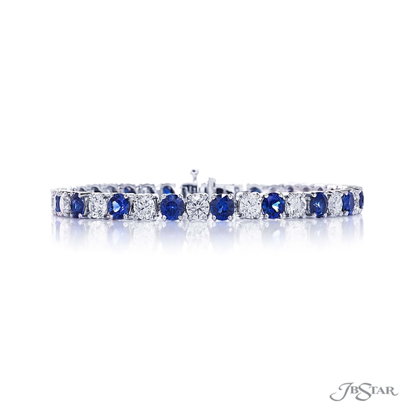Diamond bracelet featuring 19 round diamonds and 19 round sapphires in a gorgeous alternating shared prong design.3606-001
