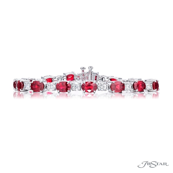Bracelet featuring oval rubies and round diamonds in an alternating design.3639-001