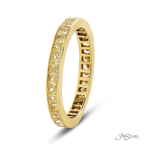 Diamond eternity band featuring 34 fancy yellow princess cut diamonds channel set. 0427-002v2