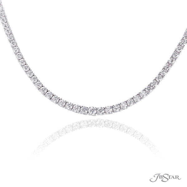 Diamond necklace featuring 129 perfectly matched round diamonds in a shared prong setting.4655-002