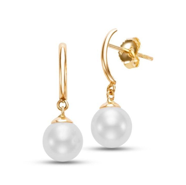 G21054E-1 14KT Yellow Gold 7-7.5MM Freshwater Pearl Drops