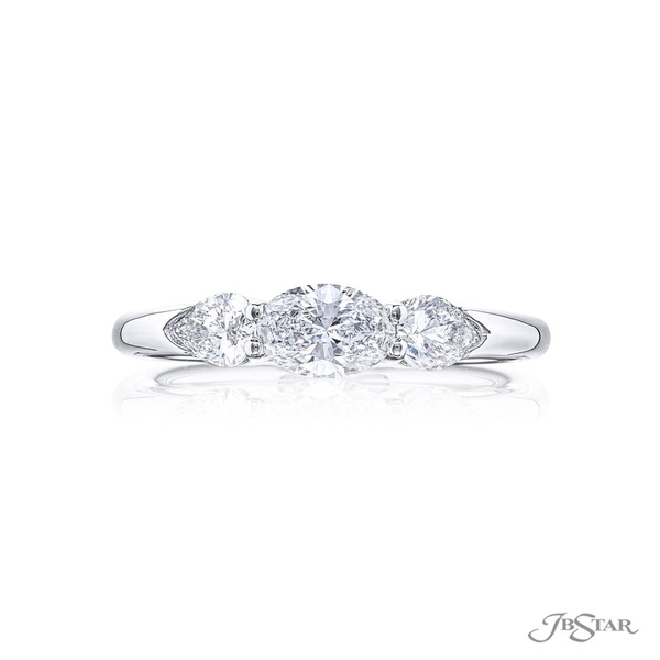 GIA certified oval diamond center embraced by two pear shaped diamonds. 5821-001