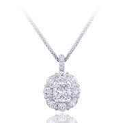 platinum and diamond pendant features a stunning 1.70 ct GIA certified cushion cut diamond center and is embraced with round and oval diamonds..jpg