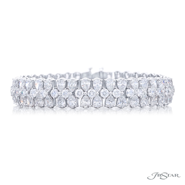 Diamond bracelet featuring pear-shaped and round diamonds in a beautiful floral-like design 5852-002