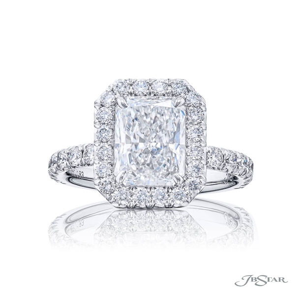 2.50 ct. radiant-cut center edged in micro pave. 1061-183