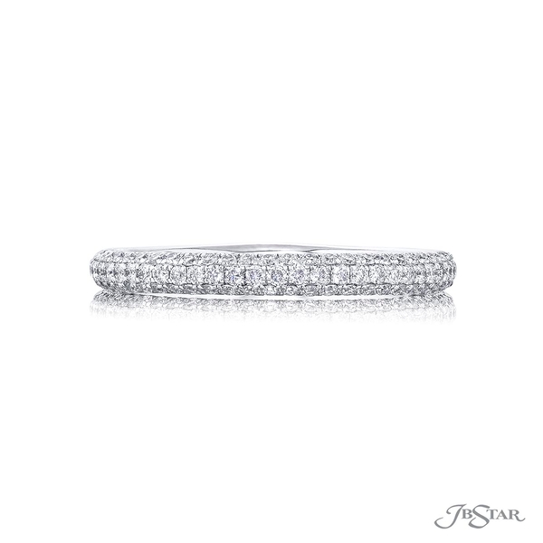 Wedding band featuring a design of 3 sided micro pave. 0897-054