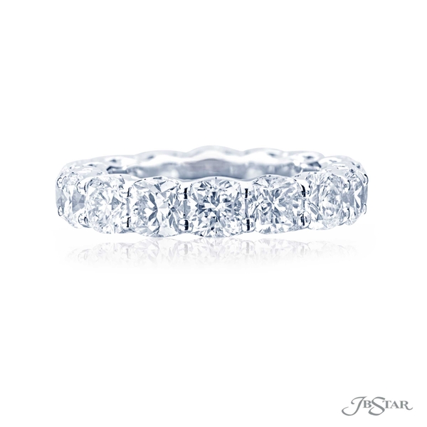 Diamond eternity band featuring 16 perfectly matched cushion cut diamonds in a shared prong setting. 5148-002