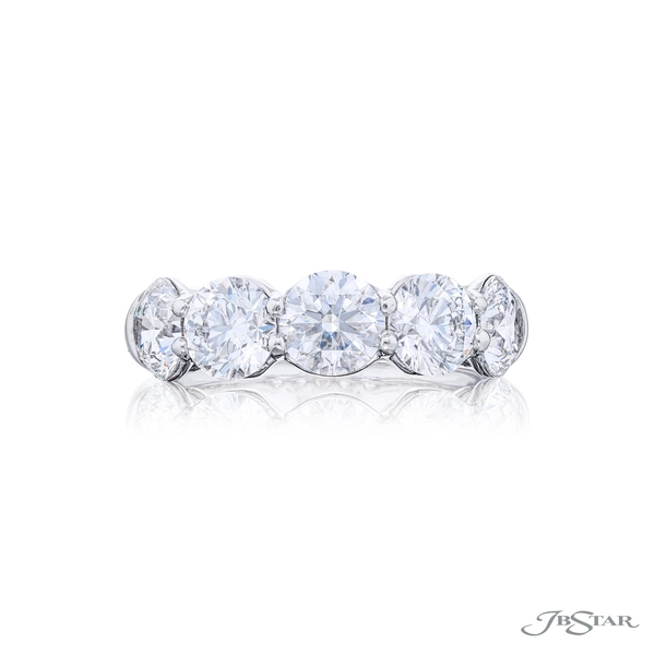 Wedding band complete with 5 perfect GIA certified round diamonds in a shared prong setting. 5442-009