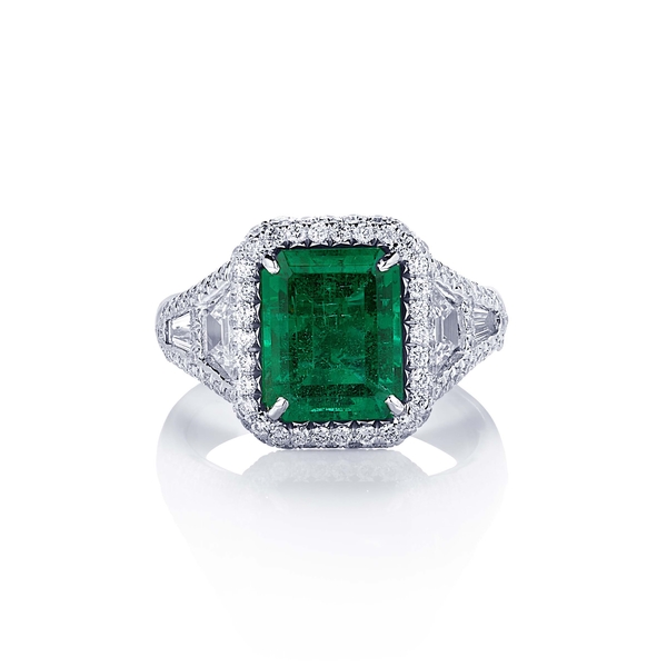 3.70 emerald cut emerald and diamond platinum ring.jpg