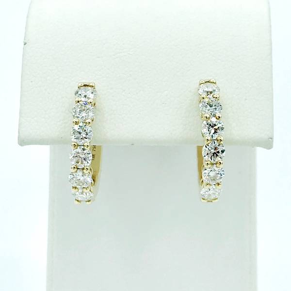 yellow gold and diamond hoop earrings