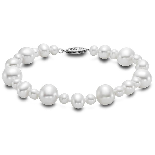 G19000BRW.1 4.5-9.5MM White Freshwater Pearl Bracelet with 14KT White Gold Clasp