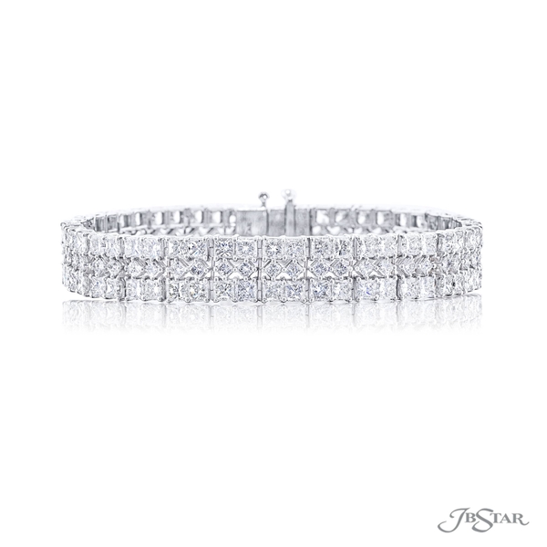 Diamond bracelet featuring 3 rows of stunning radiant diamonds in a shared prong setting 5819-001v2