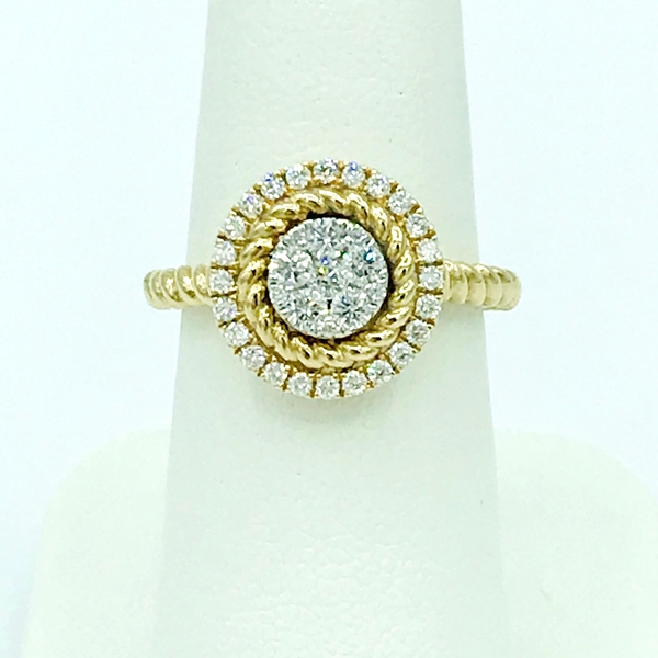 yellow gold and diamond rose ring