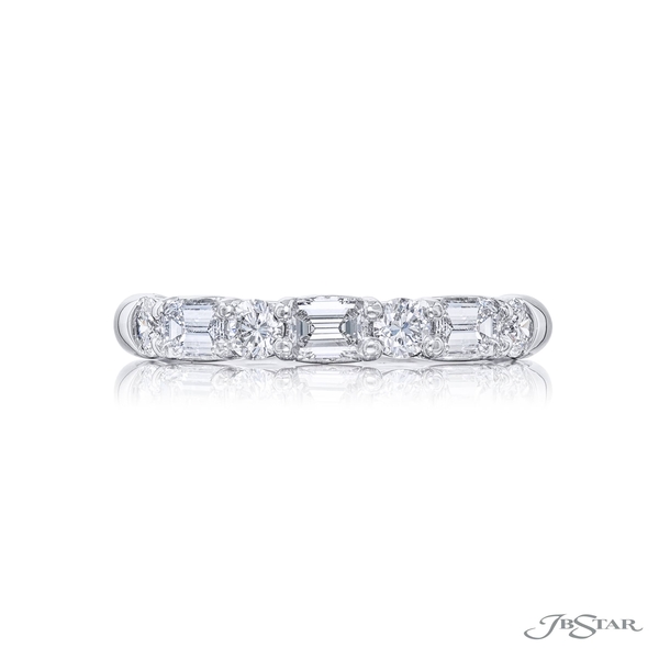 Wedding band featuring our east to west design with emerald-cut and round diamonds in an alternating setting. 5462-012